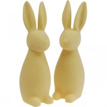 daiktų Dekoratyvinis Velykų zuikis – 2 pasirinkimas – Flocked šviesiai geltonas H29,5cm 2 vnt.