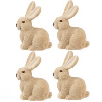 daiktų Dekoratyviniai sėdintys Velykų triušiai Rudi – 2 pasirinkimas – Flocked H15cm 4 vnt.