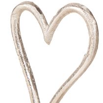 daiktų Dekoratyvinė Širdies Metalo Mediena Natūralus Sidabras 7,5x5x13cm 3vnt