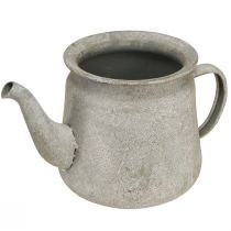 daiktų Dekoratyvinis puodas metalinis vintažinis arbatinukas pilkas 24×14×14cm