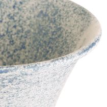 daiktų Dekoratyvinė taurė, antikvarinė balta mėlyna metalinė stalo dekoracija, Ø11cm, aukštis 17.5cm