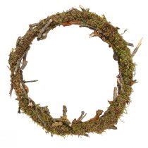 daiktų Dekoratyvinis vainikas, natūralus, Ø33cm, kerpės, samanos, durų vainikas, stalo dekoracija, sienų dekoracija