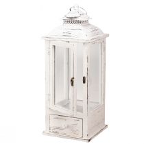 daiktų Dekoratyvinis žibintas vintage su stalčiumi baltas 20×20cm H51cm