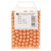 daiktų Dekoratyviniai oranžiniai karoliukai, 8 mm, 250 vnt.