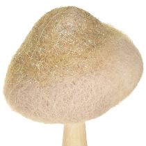 daiktų Dekoratyvinis grybas iš medžio, veltinio, su blizgučiais stalo dekoracijoje Adventas, aukštis 11 cm, 4 vnt.
