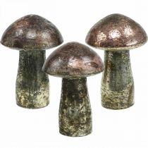 Deco grybai stiklinė rožinė stalo puošmena rudens Ø6,5cm H10cm 3vnt