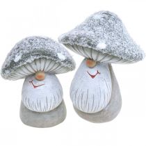 daiktų Deco grybų gnome figūrėlė grybo gnome pilka, balta 7×9cm 2vnt