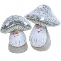 Deco grybų gnome figūrėlė grybo gnome pilka, balta 7×9cm 2vnt