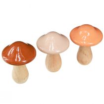 daiktų Dekoratyviniai mediniai grybai rudai smėlio spalvos oranžiniai Ø7,5cm H10cm 3 vnt