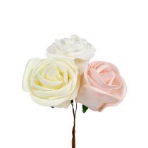 daiktų Deco rose balta, kreminė, rožinė mišrainė Ø6cm 24vnt