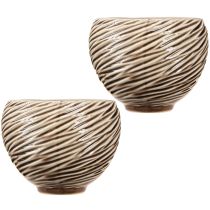 daiktų Dekoratyvinis dubuo Vazonas Keraminis Beige Rudas Ø15cm 2vnt