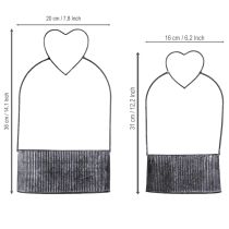 daiktų Dekoratyvinis dubuo ovalus metalinis su širdele juoda 20/16cm rinkinys po 2 vnt