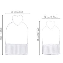 daiktų Dekoratyvinis dubuo ovalus metalinis su širdele balta 20/16cm rinkinys po 2 vnt