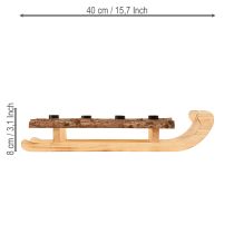 daiktų Dekoratyvinės rogės iš medžio žievės, 4 žvakidės, 40 × 12,5 cm
