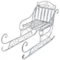 daiktų Dekoratyvinės rogės baltos skalbtos rogės metalinės 47×21×32,5cm