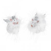 Deco kiaulytė su karūnėlė Lucky kiaulė balta 7cm 2vnt