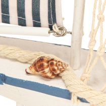daiktų Dekoratyvinės burlaivio medinės kriauklės balta mėlyna L26.5cm H37cm
