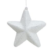 daiktų Žvaigždė balta su blizgučiais 11,5 cm