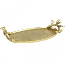 Deco dėklas aukso elnio ragų vintažinis padėklas ovalus L35×P17cm