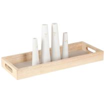 daiktų Dekoratyvinis padėklas Wood Mini Vazos Keraminės Baltas Auksas 35x14cm