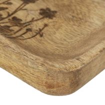 daiktų Dekoratyvinis medinis padėklas su gėlių raštu mango mediena 20×15,5 cm