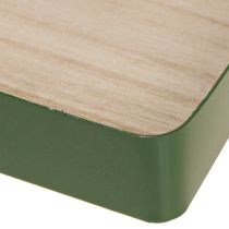 daiktų Dekoratyvinis padėklas metalinis kvadratinis žalias medinis pagrindas 25,5 × 25,5 cm