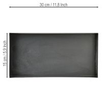 daiktų Dekoratyvinis metalinis padėklas, juodai pilkas, nuplautas, 30 × 15 cm