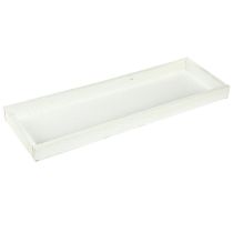 daiktų Dekoratyvinis padėklas pailgas medinis padėklas baltas nušiuręs 42×14×3cm 3vnt