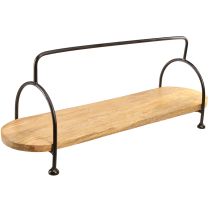 daiktų Dekoratyvinis padėklas, pailgas ovalus medinis padėklas su rankena 70cm