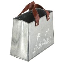 daiktų Dekoratyvinis maišelis, sidabro spalvos, baltas, rudas, metalinis, vazonas, I22 cm, 2 vnt.