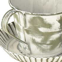 daiktų Dekoratyviniai metaliniai puodeliai, baltai dažyti, antikvariniai, Ø9cm, aukštis8cm, 2vnt.