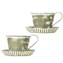 daiktų Dekoratyviniai metaliniai puodeliai, baltai dažyti, antikvariniai, Ø9cm, aukštis8cm, 2vnt.