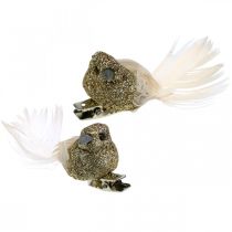 daiktų Deco balandžių pora Deco paukščiai su segtuku Golden L5cm 4 vnt