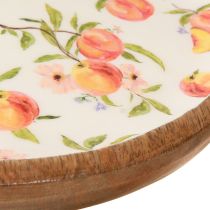 daiktų Dekoratyvinė lėkštė su pagrindu mango medienos persikų motyvu Ø26cm H9,5cm