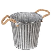 daiktų Dekoratyvinis vazonas sodinimui, metalinis vazonas su rankenomis, metalinė dekoracija, shabby chic Ø21,5 cm