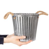 daiktų Dekoratyvinis vazonas sodinimui, metalinis vazonas su rankenomis, metalinė dekoracija, shabby chic Ø21,5 cm