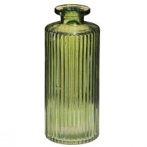 daiktų Dekoratyvinės vazos žalios mini vazos stiklinės retro Ø5cm H13cm 6 vnt