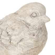 daiktų Dekoratyvinė paukščio figūrėlė, žvirblis, lieto akmens, baltai nuskalbta, aukštis 12,5 cm