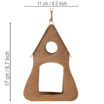 daiktų Dekoratyvinis pakabinamas paukščių namelis, rūdžių spalvos, 17,5 cm