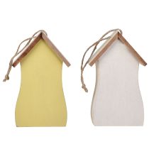 daiktų Dekoracija pakabinamam paukščių namelio medžiui balta geltona 13cm 2 vnt