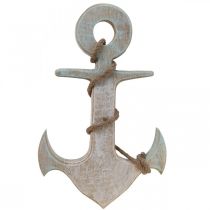 daiktų Anchor Deco Wood Maritime Deco White Blue 24,5cmx14,5cm
