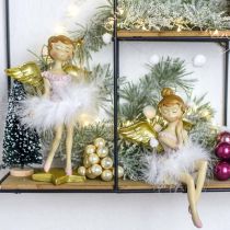 daiktų Deco balerina angel rožinė, auksinė Ø11,5 H15cm 2vnt