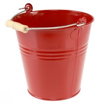 daiktų Dekoratyvinis kibiras metalinis vazonas raudonas Ø22cm H21.5cm 6L