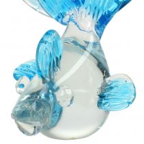 daiktų Dekoratyvinė žuvytė iš skaidraus stiklo, mėlyna 15cm