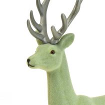 daiktų Dekoratyvinė elnio elnio Kalėdinė figūrėlė žalia pilka H37cm