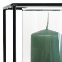 Dekoratyvinis žvakių laikiklis juodo metalo žibinto stiklas 12×12×13cm