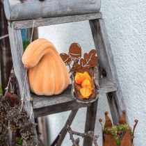 Dekoratyvinis moliūgas lenktas oranžinis flokuotas Dirbtinis dekoratyvinis moliūgas 18cm
