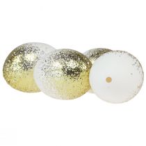 daiktų Dekoratyviniai velykiniai kiaušiniai tikras žąsies kiaušinio baltymas su aukso blizgučiais H7,5–8,5cm 10vnt.