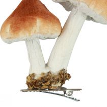 Deko grybai su segtuku rudenine puošmena flokuoti rūšiuoti 9cm 3vnt