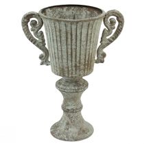 daiktų Dekoratyvinis puodelis Taurė Metalinė Antikvarinė Ruda Balta Ø12cm H26cm